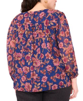 Plus Size Long-Sleeve V-Neck Blouse