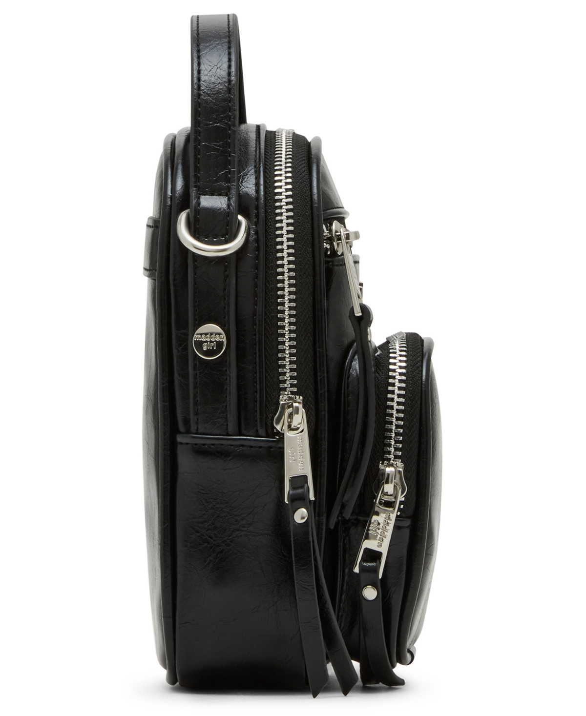 Madden Girl Blakec Crinkle Zipper Crossbody Bag In Black