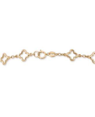 Polished Openwork Clover Link Chain Bracelet in 10k Gold