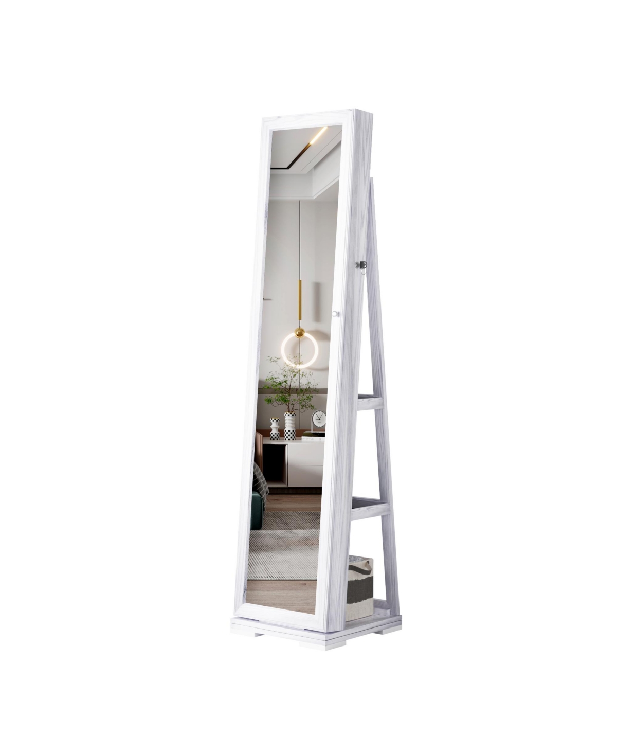 360&#xB0; Rotating Led Jewelry Armoire - White