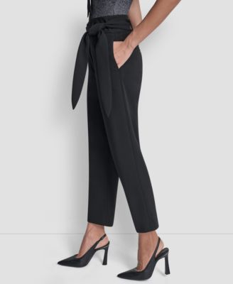 Women's Tie-Waist High-Rise Straight-Fit Pants 