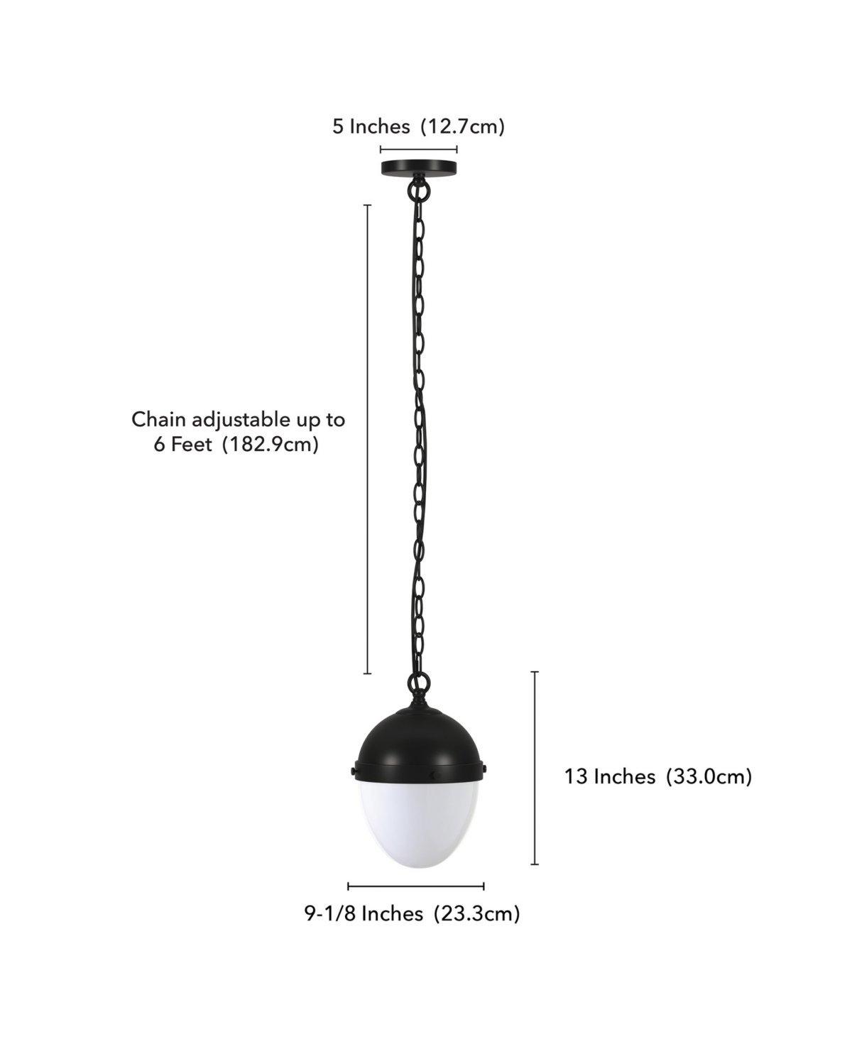 Hudson & Canal Aurelia 13" Metal Pendant With Glass Shade In Black