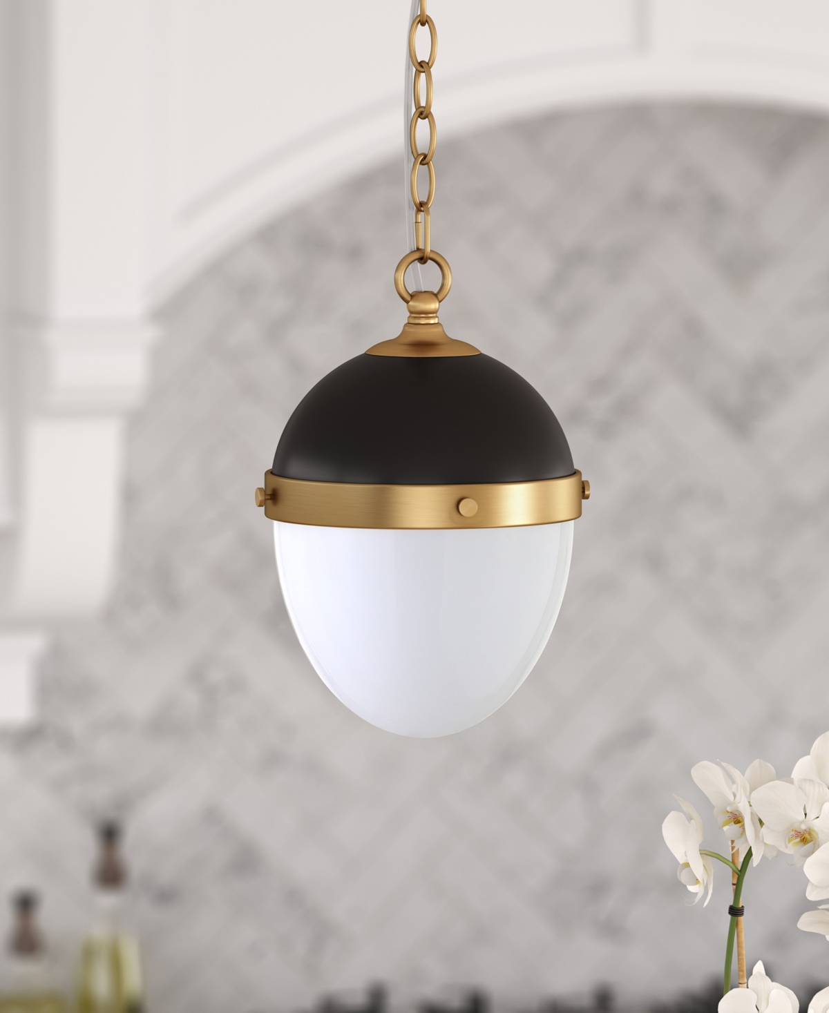 Hudson & Canal Aurelia 13" Metal Pendant With Glass Shade In Brown