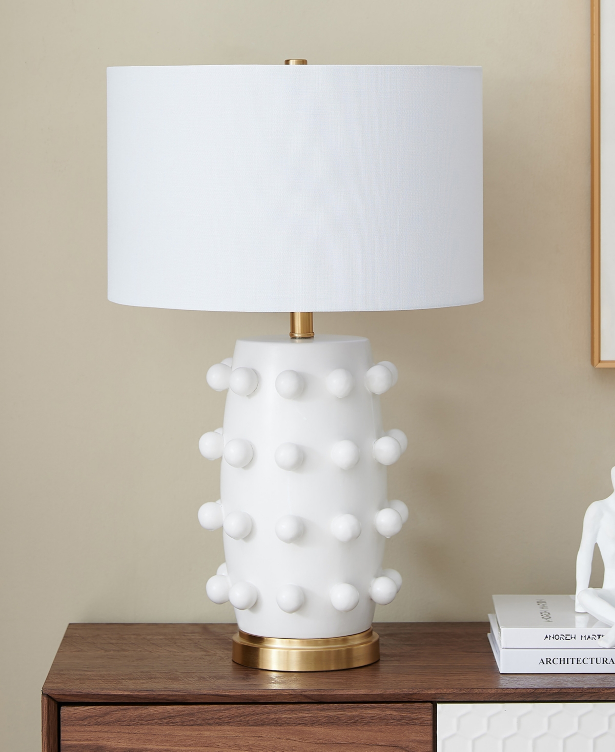 Hudson & Canal Farrington 25.5" Ceramic Table Lamp with Fabric Shade
