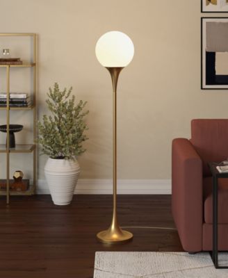 Mahdi 70" Metal Torchiere Floor Lamp with Glass Shade