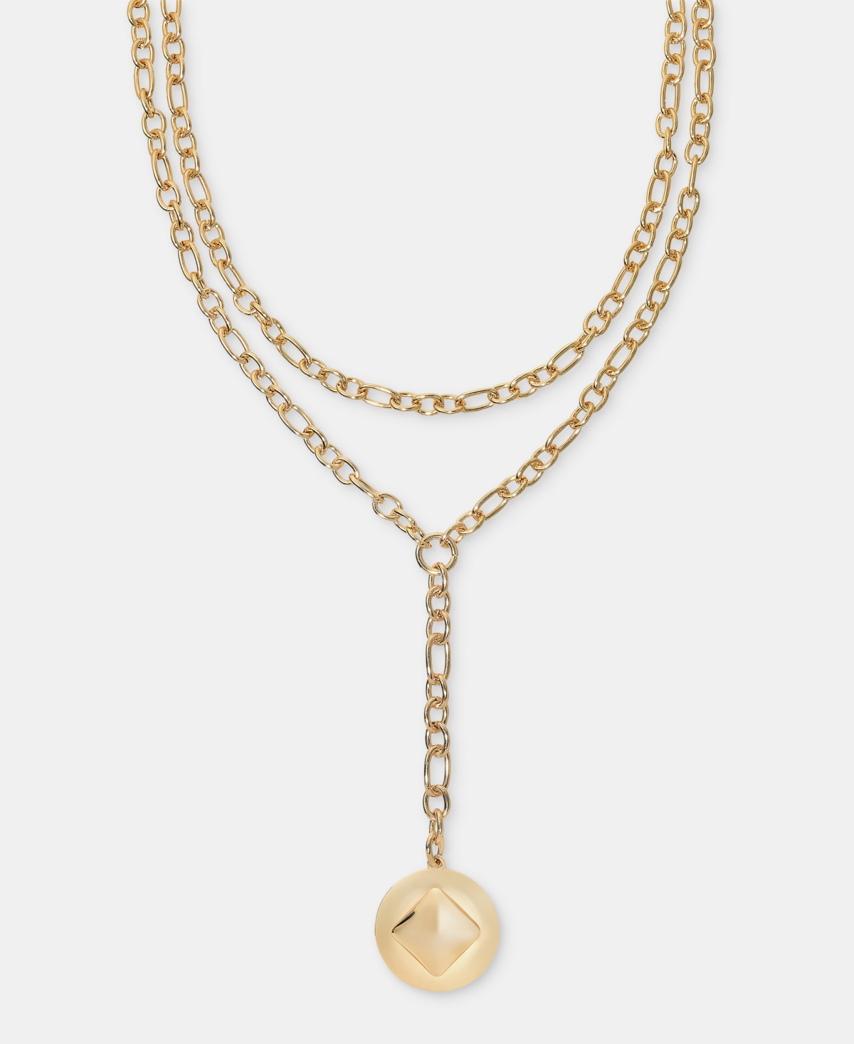 Inc International Concepts Disc Charm Layered Lariat Necklace, 16" + 3" Extender, Macy's Exclusive In Gold