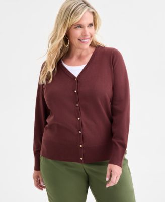 Plus Size V-Neck Button-Front Cardigan