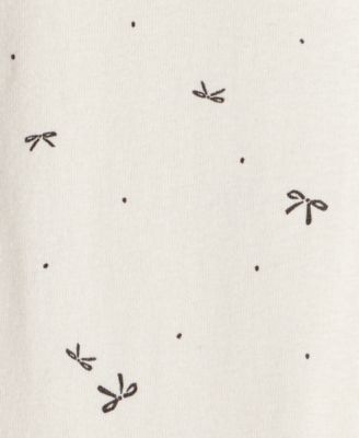 Baby Girls Cotton Bow-Print Long-Sleeve Bodysuit & Jumper Dress, 2 Piece Set