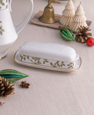 Holly & Berry Gold Covered Butter, 8"