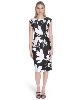 Calvin Klein - Women's Short-Sleeve Scuba Midi Dress