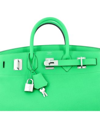 Pre-Owned Hermes HAC 40 Handbag Green Togo with Palladium Hardware