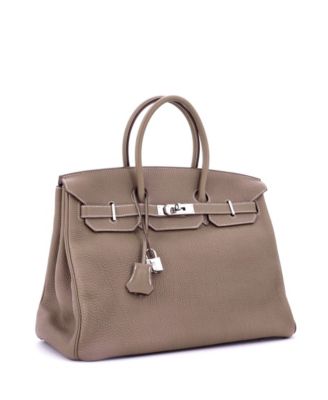 Pre-Owned Hermes Birkin 35 Handbag Grey Togo with Palladium Hardware