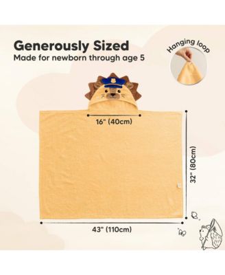 PlayPals Baby Towels with Hood for Girls, Boys, 100% Organic Soft Cotton Hooded Bath Towels for Newborn, Kids