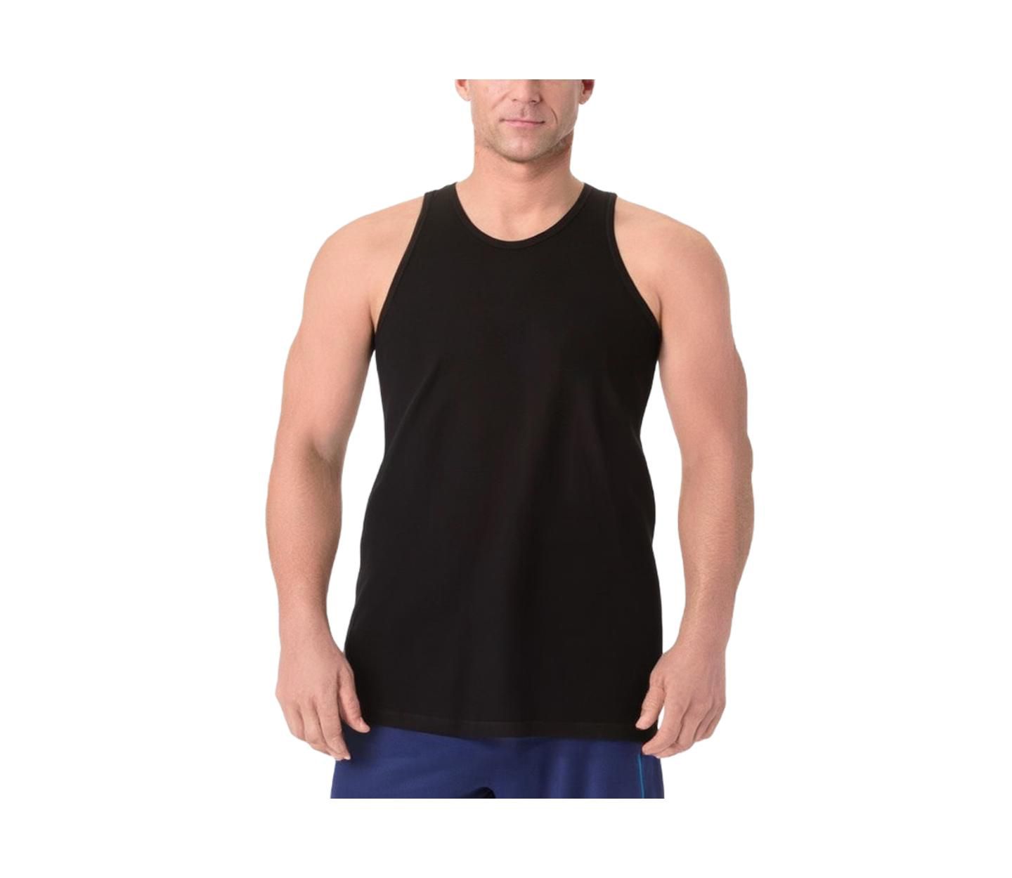 Мужская лёгкая удлинённая майка KingSize Shrink-Less, цвет: Чёрный — фото 1