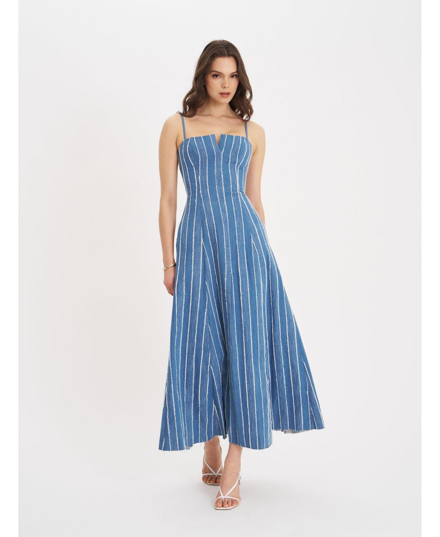 Женское платье Miss Circle Abygail Stripe Cotton Denim Maxi, цвет: Джинсовый синий — фото 2