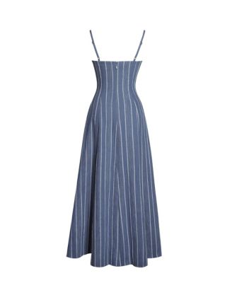 Women's Abygail Stripe Cotton Denim Maxi Dress