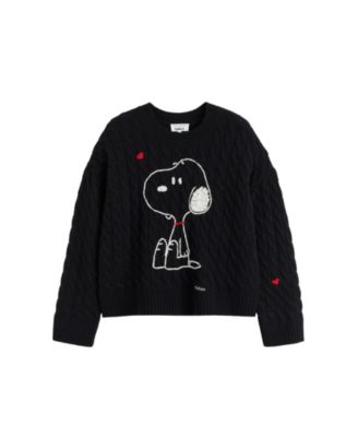 Women's Wool Cashmere Snoopy Cable Sweater