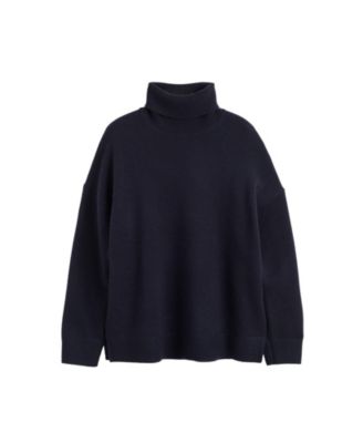 Women's Wool Cashmere Elbow Patch Rollneck Sweater