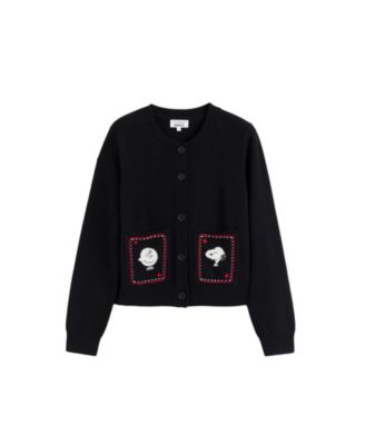 Women's Wool Cashmere Snoopy & Charlie Brown Cardigan