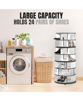 7-Tier Rotating Shoe Rack Organizer with 360° Spinning Lazy Susan Tower for Entryway and Closet