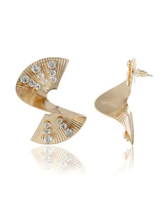 Sculpted Fan Crystal Earrings