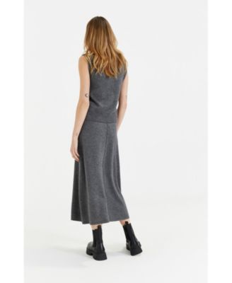 Women's Wool Cashmere Midi Skirt