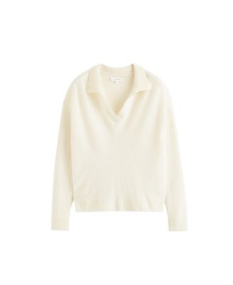 Women's Wool Cashmere Blend V Neck Collared Sweater