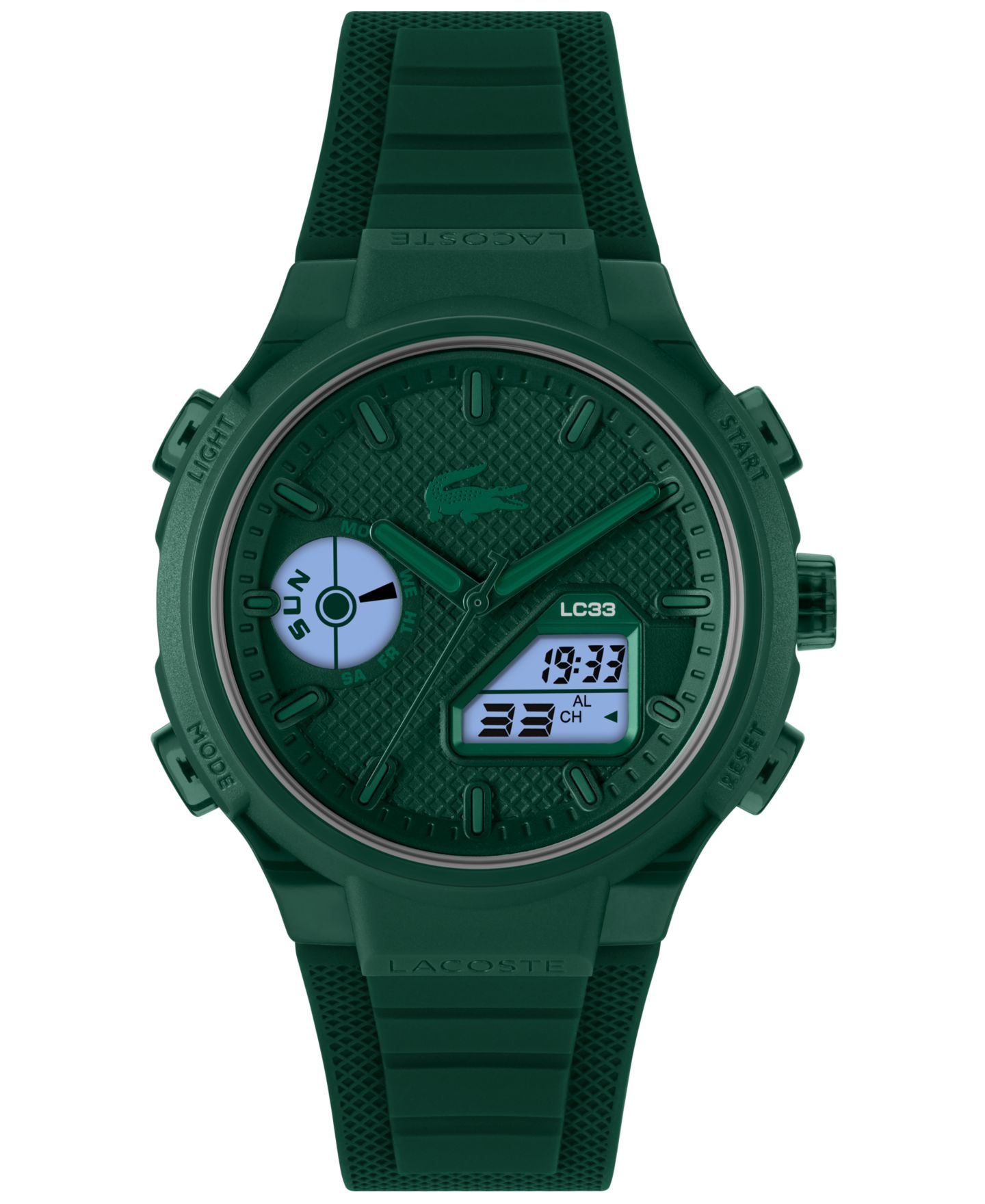 Мужские часы Lacoste LC33 Green Silicone Strap Watch, 44.8mm — фото 4