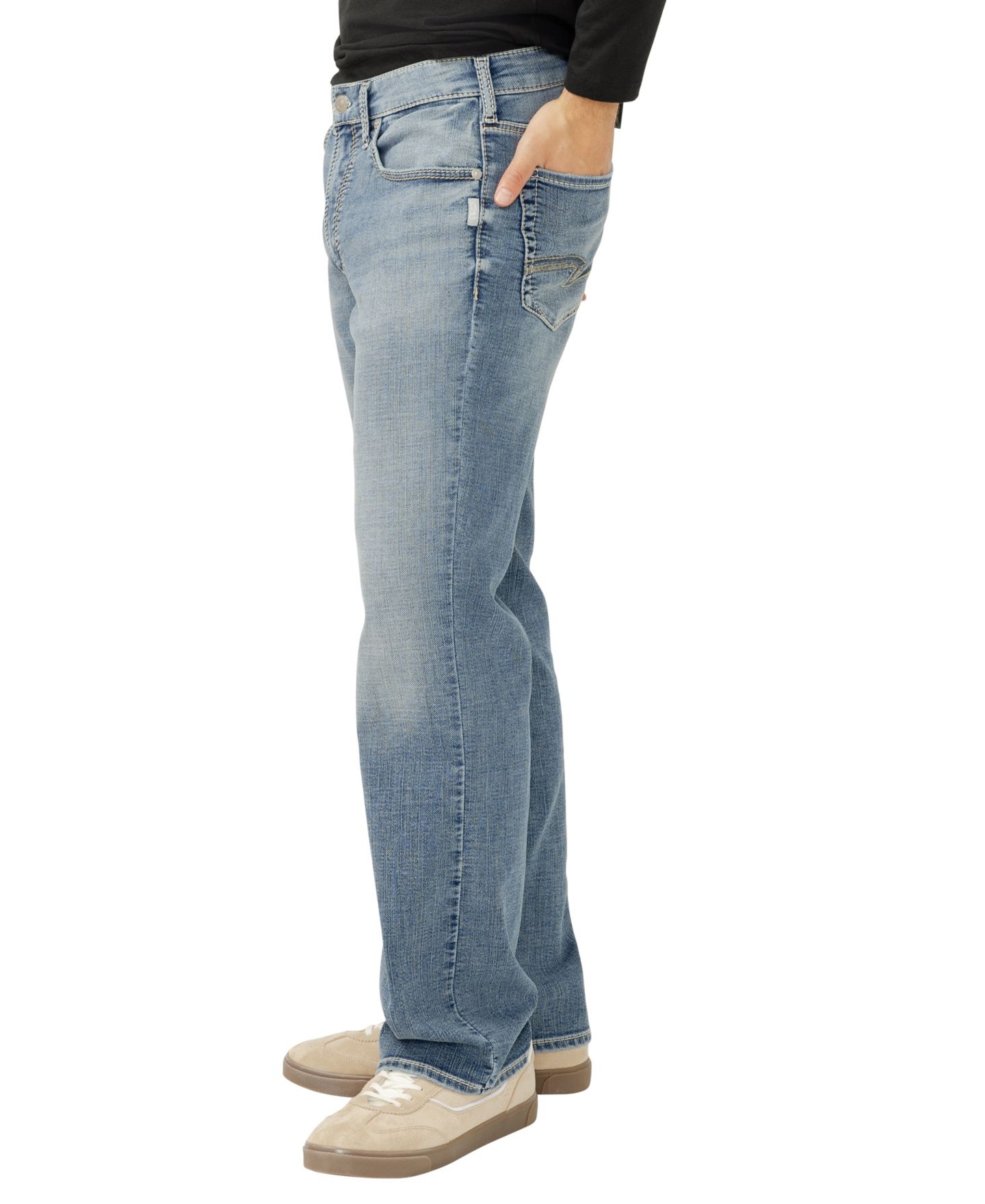 Мужские джинсы Silver Jeans Co. Zac Relaxed Fit Straight Leg Knit Flex, цвет: Bond — фото 2