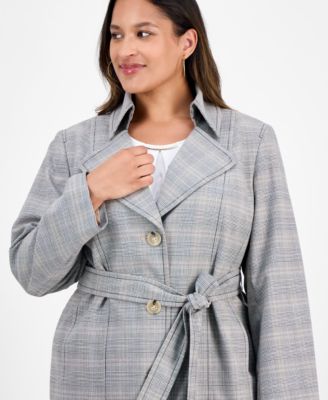 Plus Size Plaid Jacket