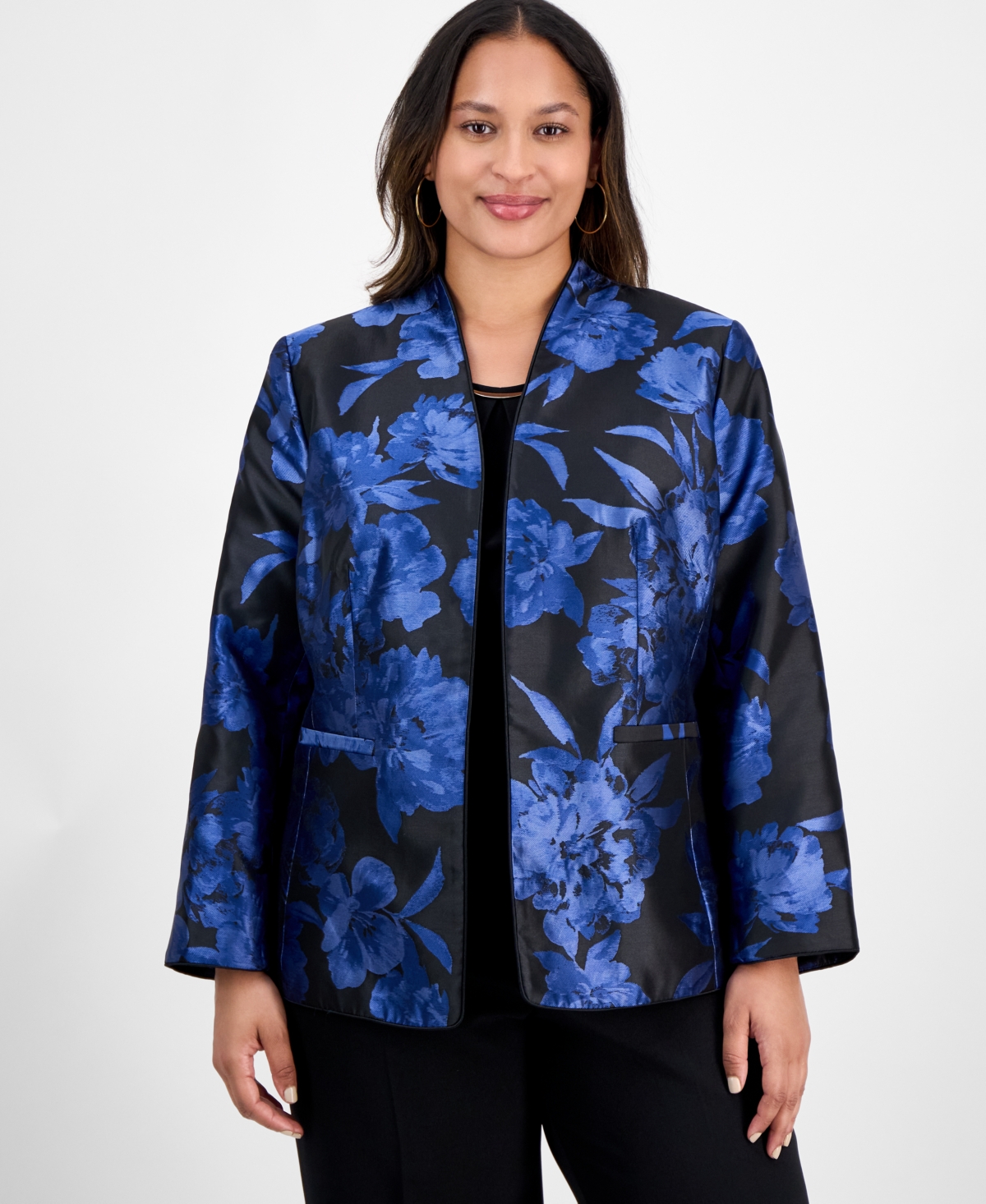Kasper Plus Size Floral-jacquard Jacket