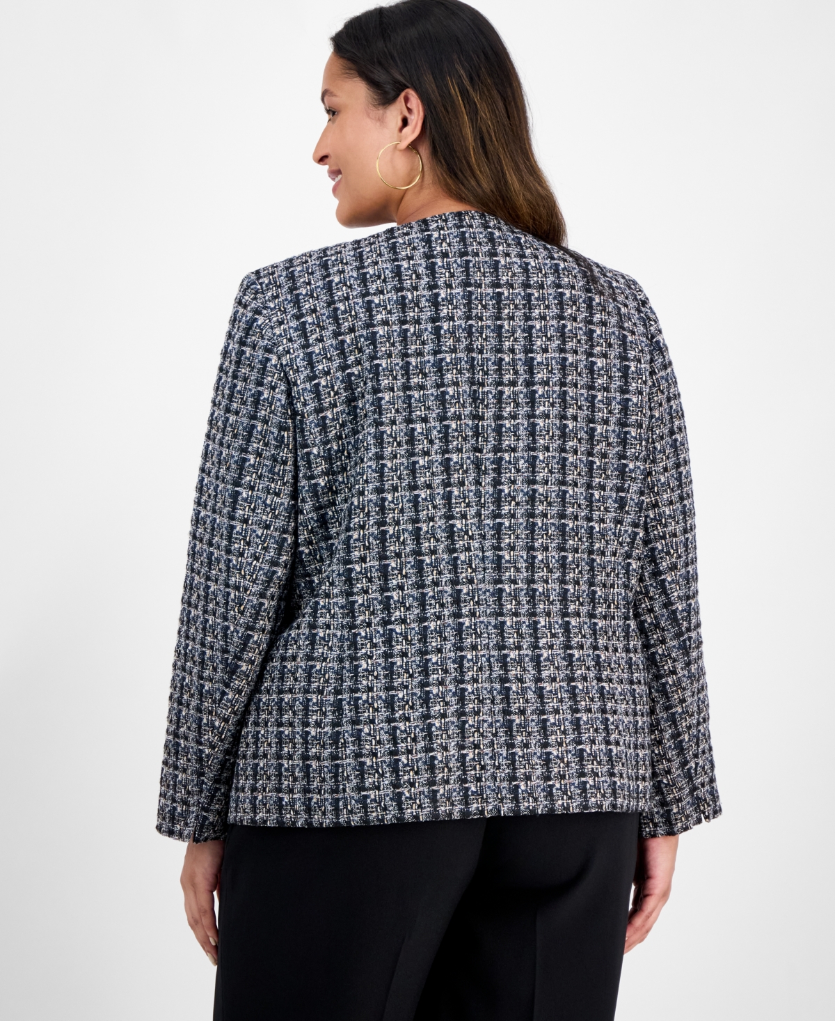 Kasper Plus Size Tweed Metallic-trim Jacket