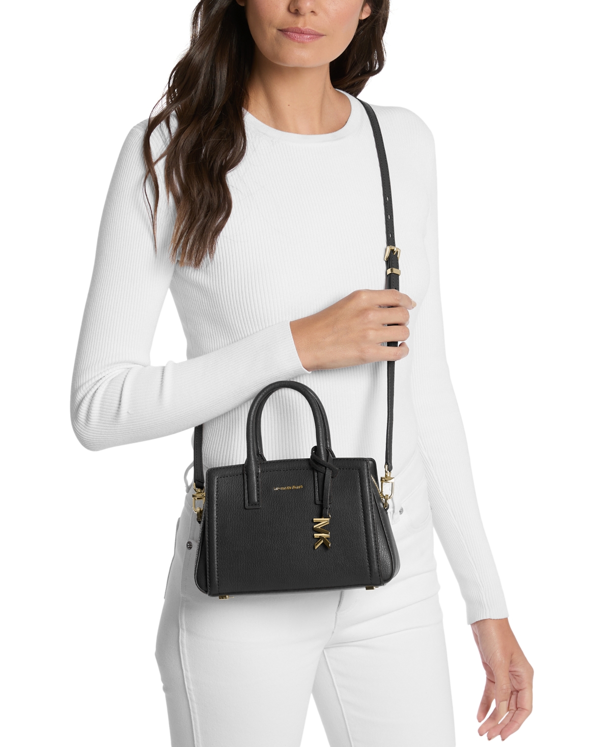 Michael Kors Michael  Laila Small Leather Crossbody In Black