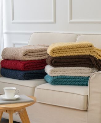 Battilo Herringbone Chenille Knit Throw