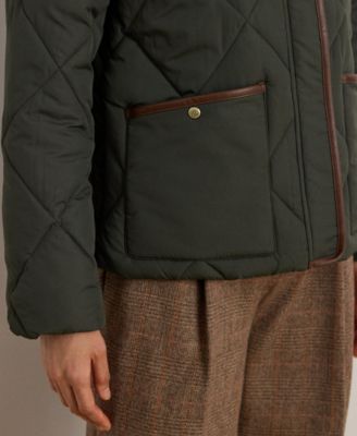 Women's Faux-Fur-Collar Diamond Quilted Jacket