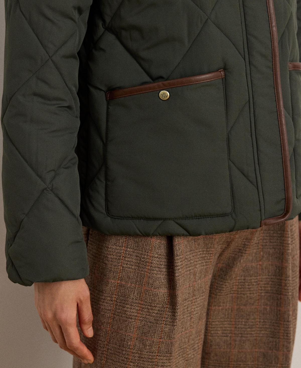 Ralph Lauren Women's Faux-fur-collar Diamond Quilted Jacket In Green