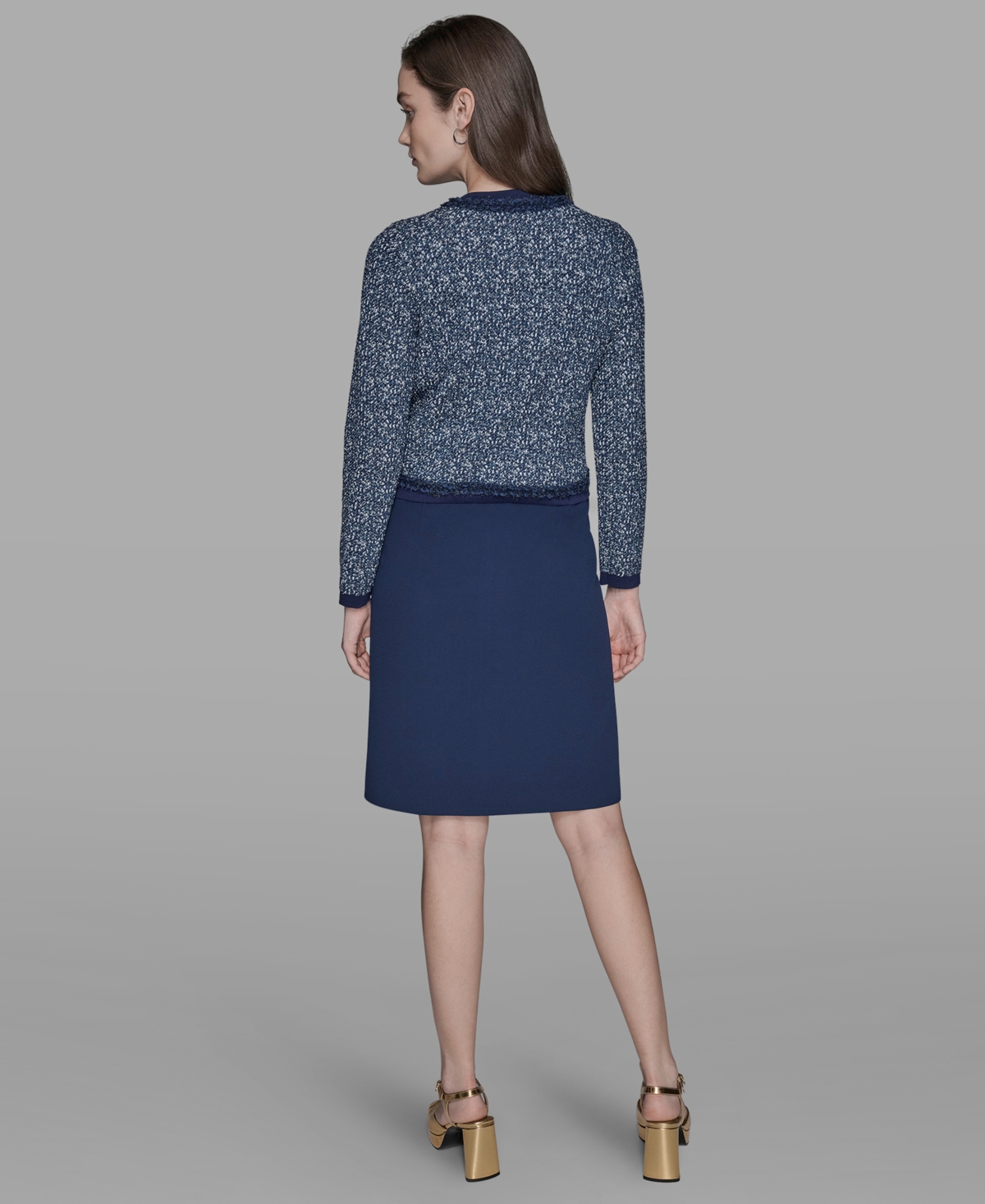 Karl Lagerfeld Petite Button-front Cardigan In Black