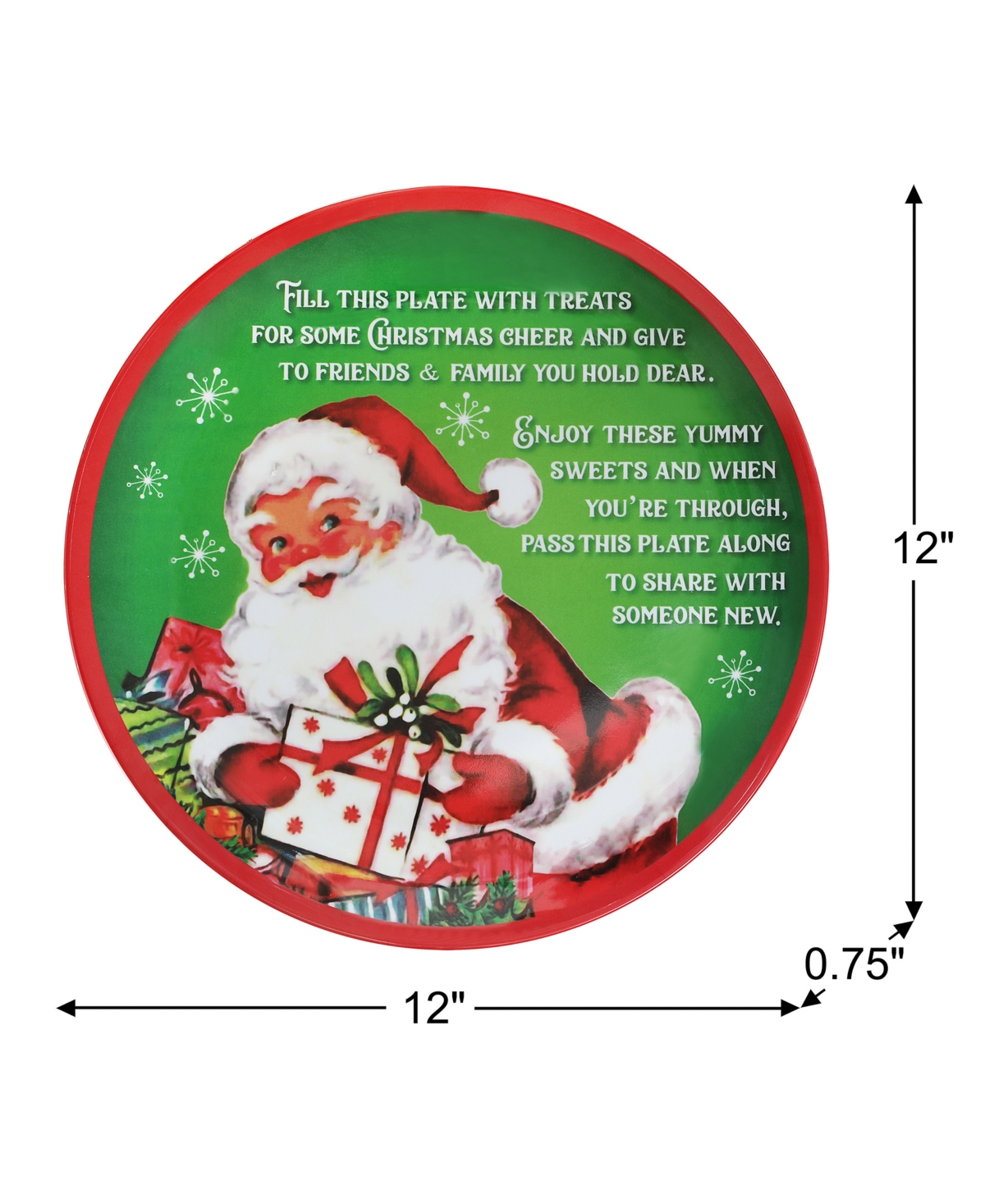 Mr. Christmas Santa Claus's Giving Plate In Green