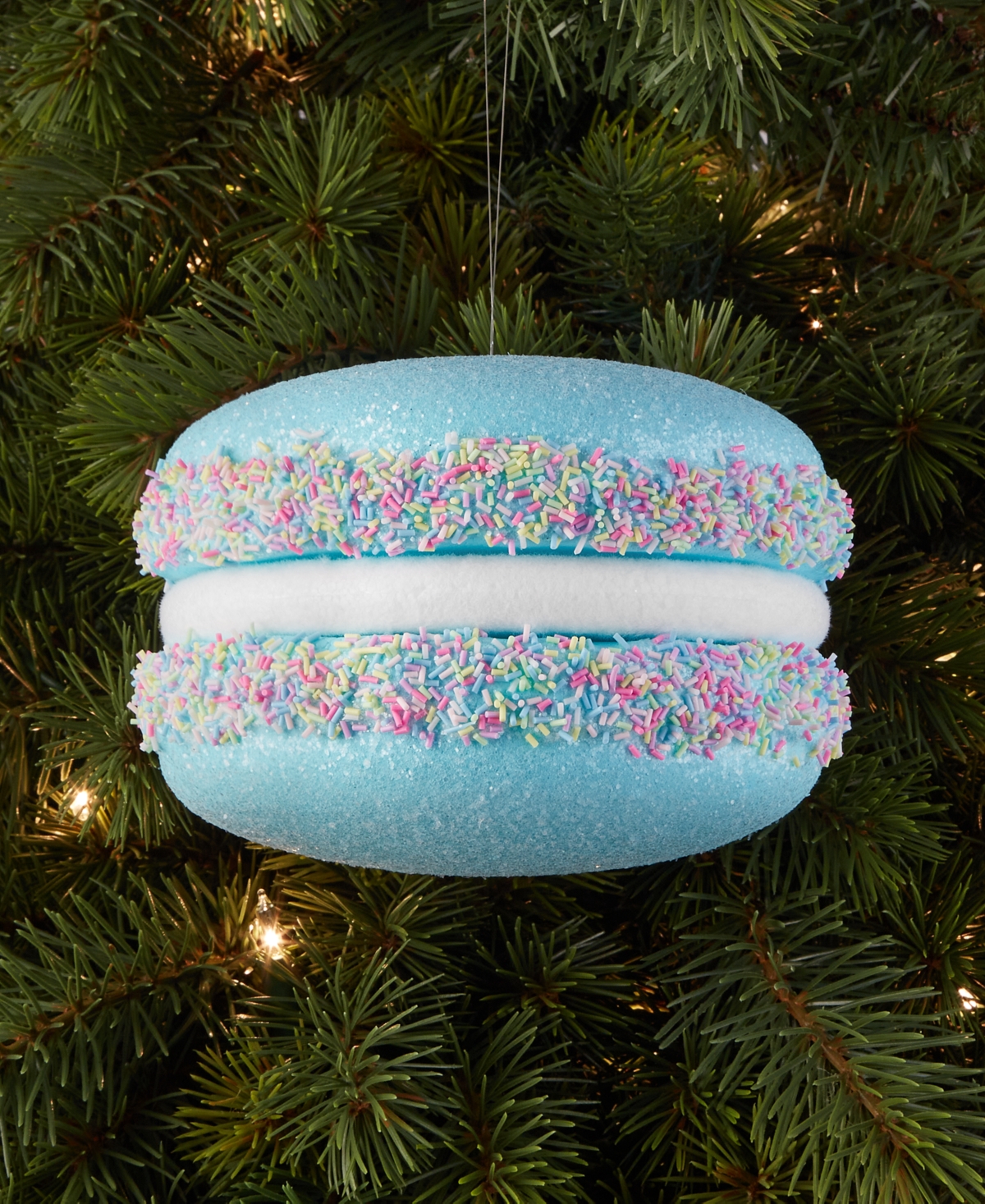 Holiday Lane Sugar Plum Large Blue Macron With Sprinkles Ornament, Macy's Exclusive In Blue