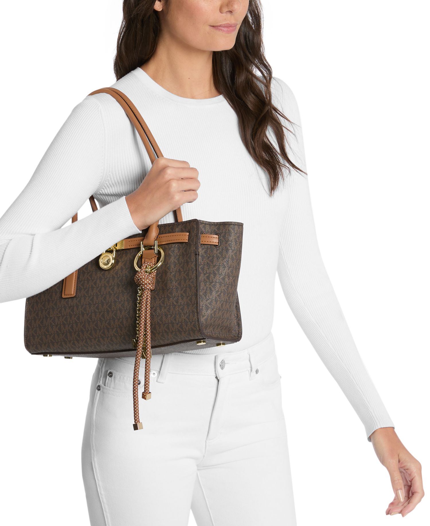 Michael Kors Hamilton Small East West Shoulder Tote with Charm Bag