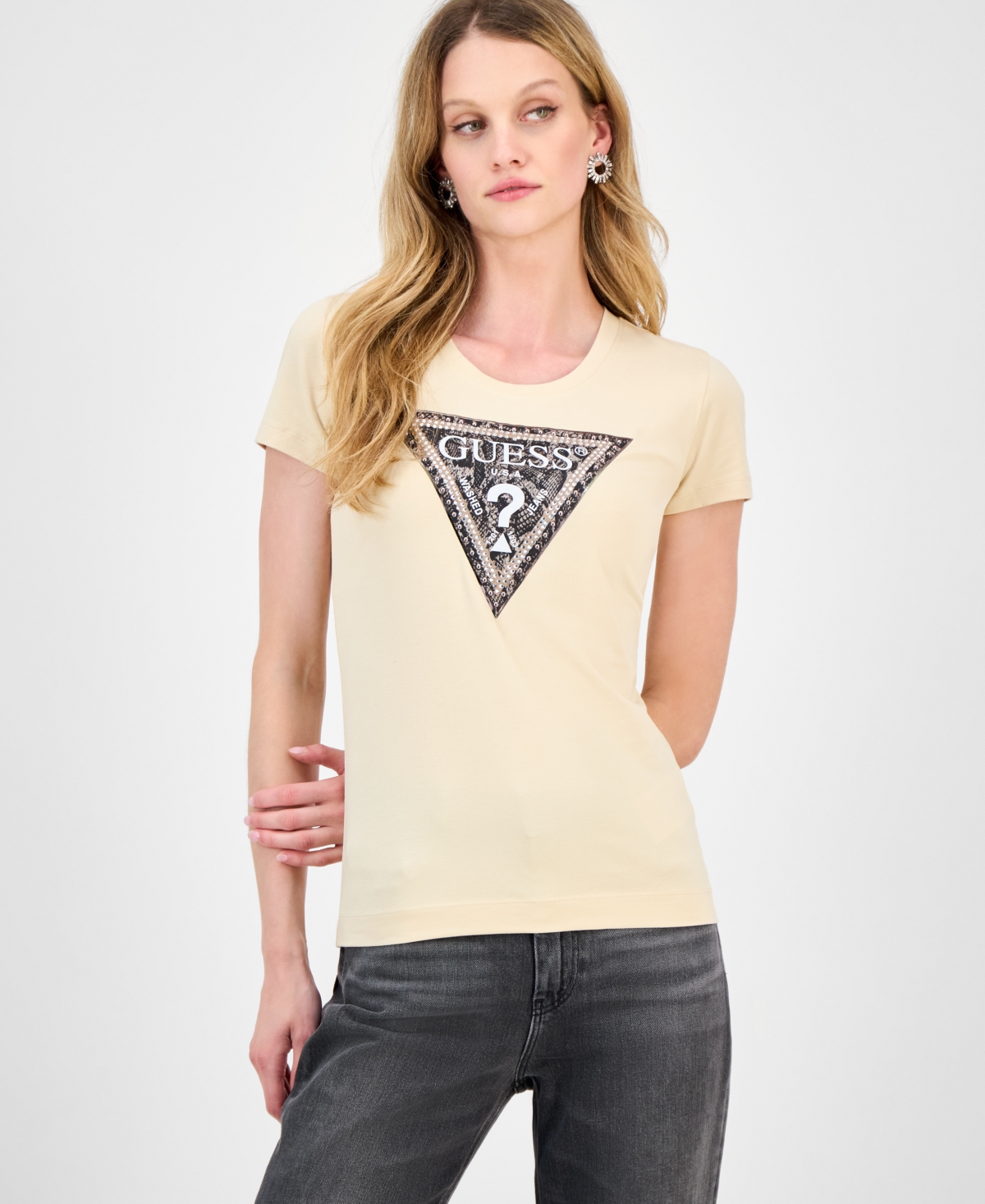 Guess Women's Python Triangle T-shirt In Yellow