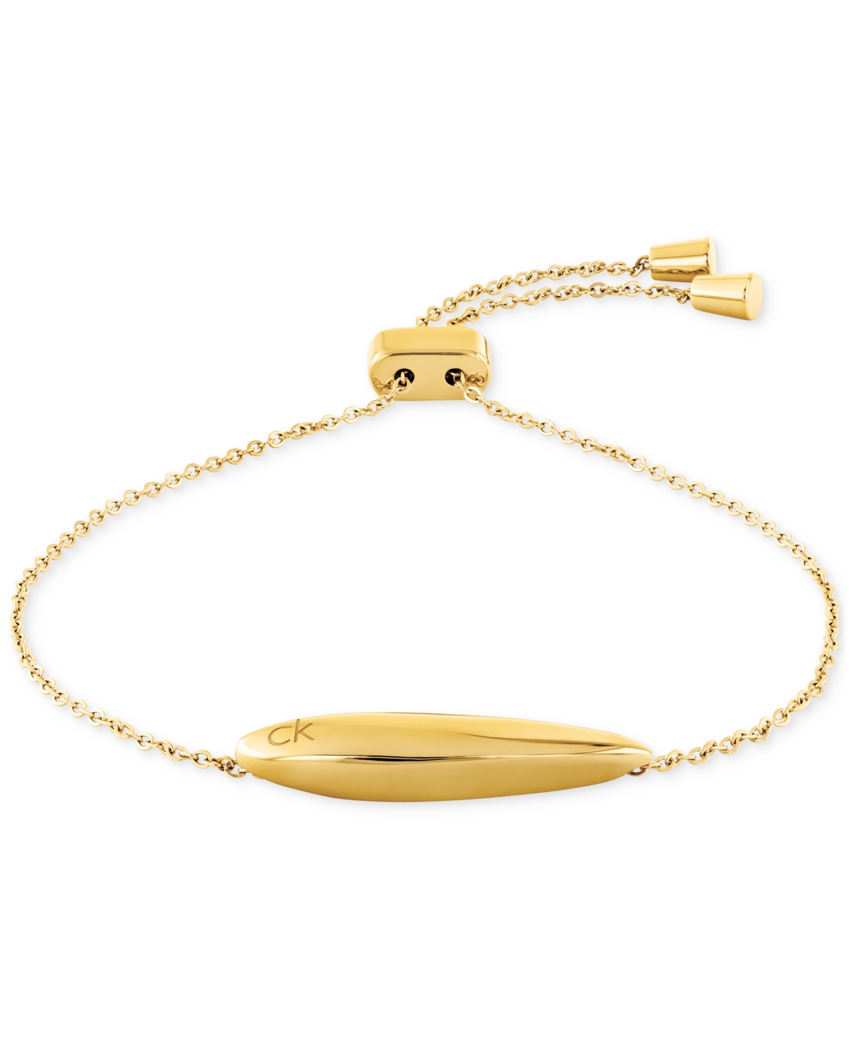 Calvin Klein Logo-etched Sculpted Slider Bracelet In Gold