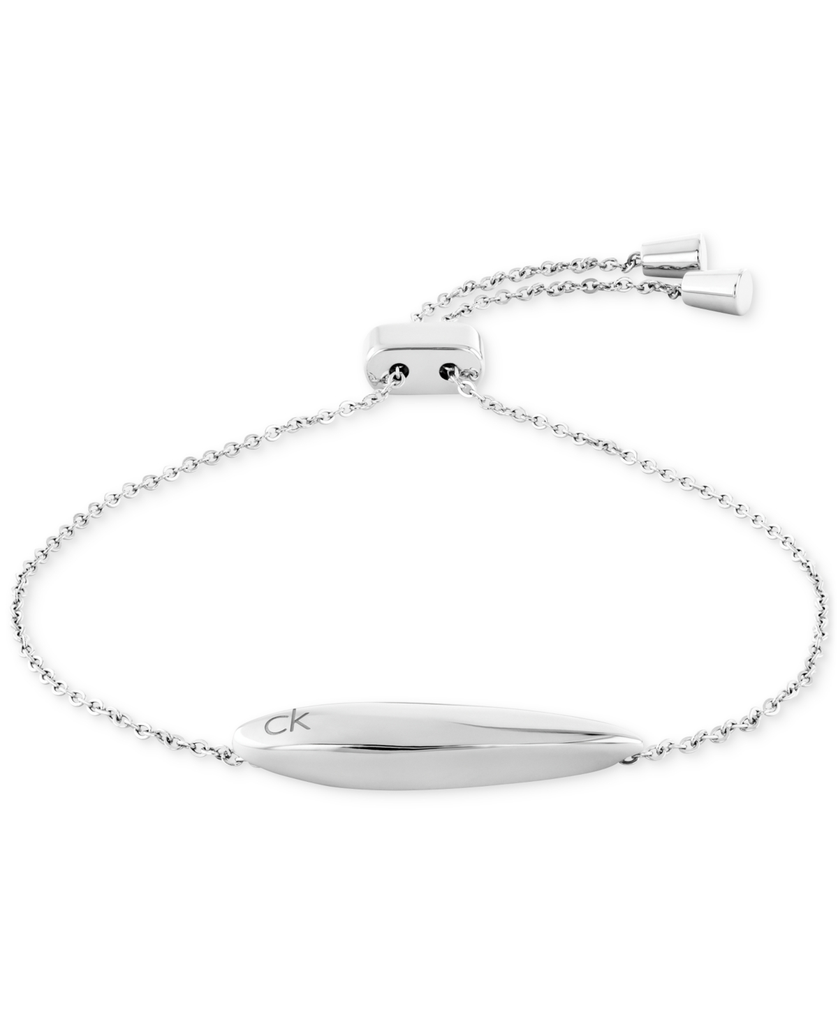 Calvin Klein Logo-etched Sculpted Slider Bracelet In Silver