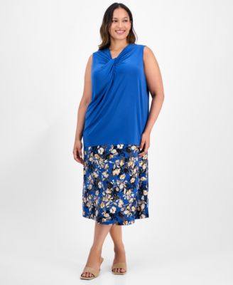 Plus Size Sleeveless Knot-Neck Top
