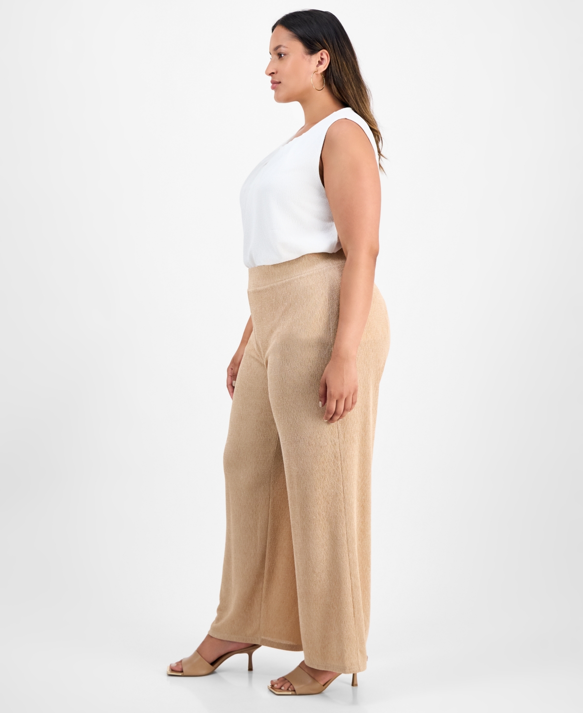 Kasper Plus Size Pull-on Wide-leg Pants In Multi