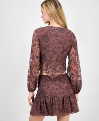 Women's Seiah Embroidered Blouson-Sleeve Top