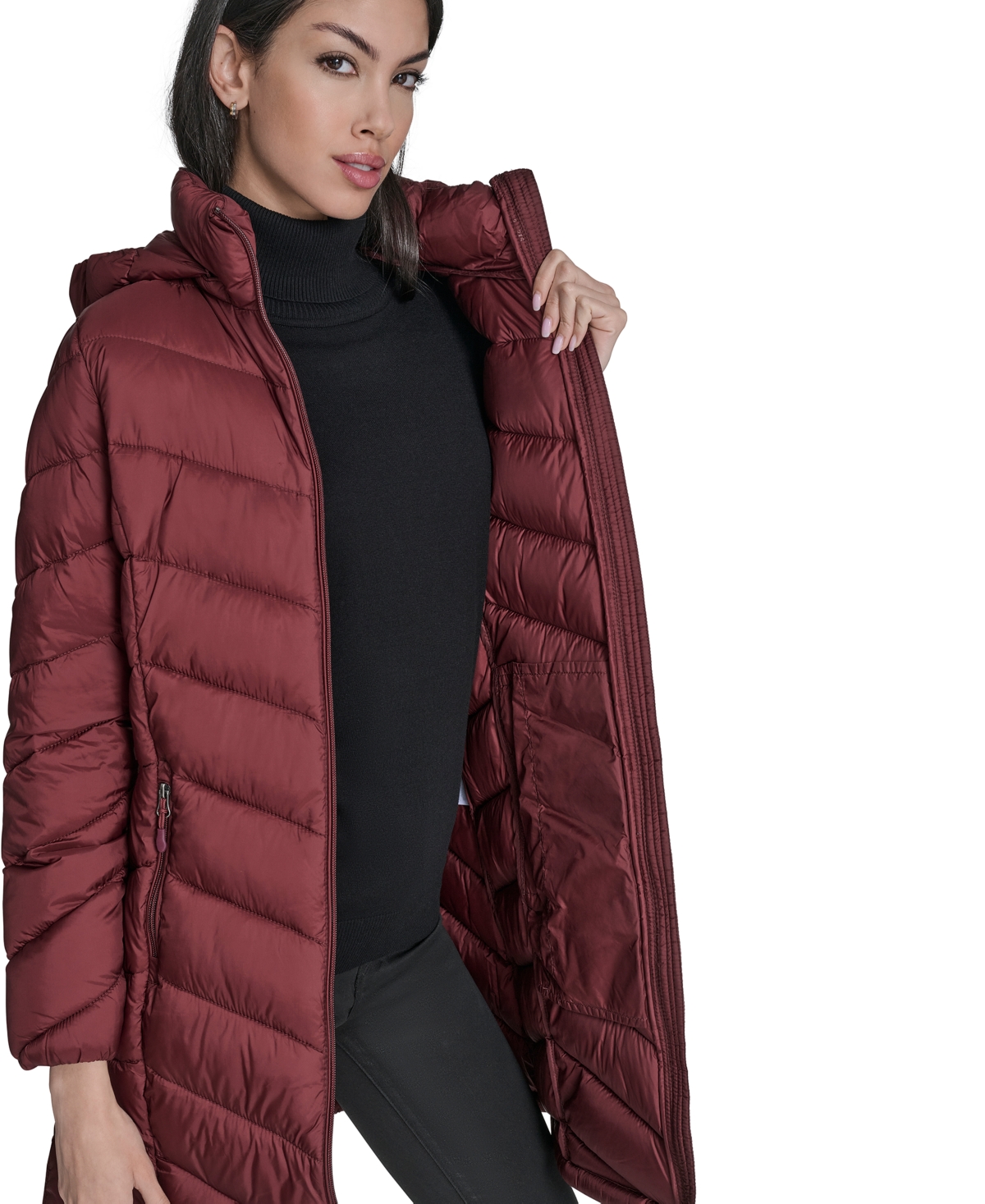 Charter Club Women's Packable Hooded Puffer Coat, Created For Macy's In Red