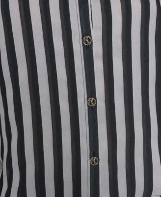 Petite Striped Puff-Sleeve Shirt 