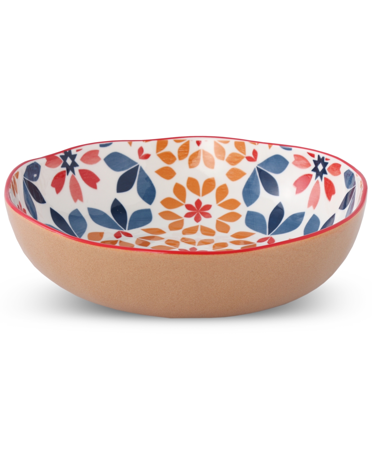Lorren Home Trends Geo Floral 5-pc. Pasta/all-purpose Bowl Set In Multi