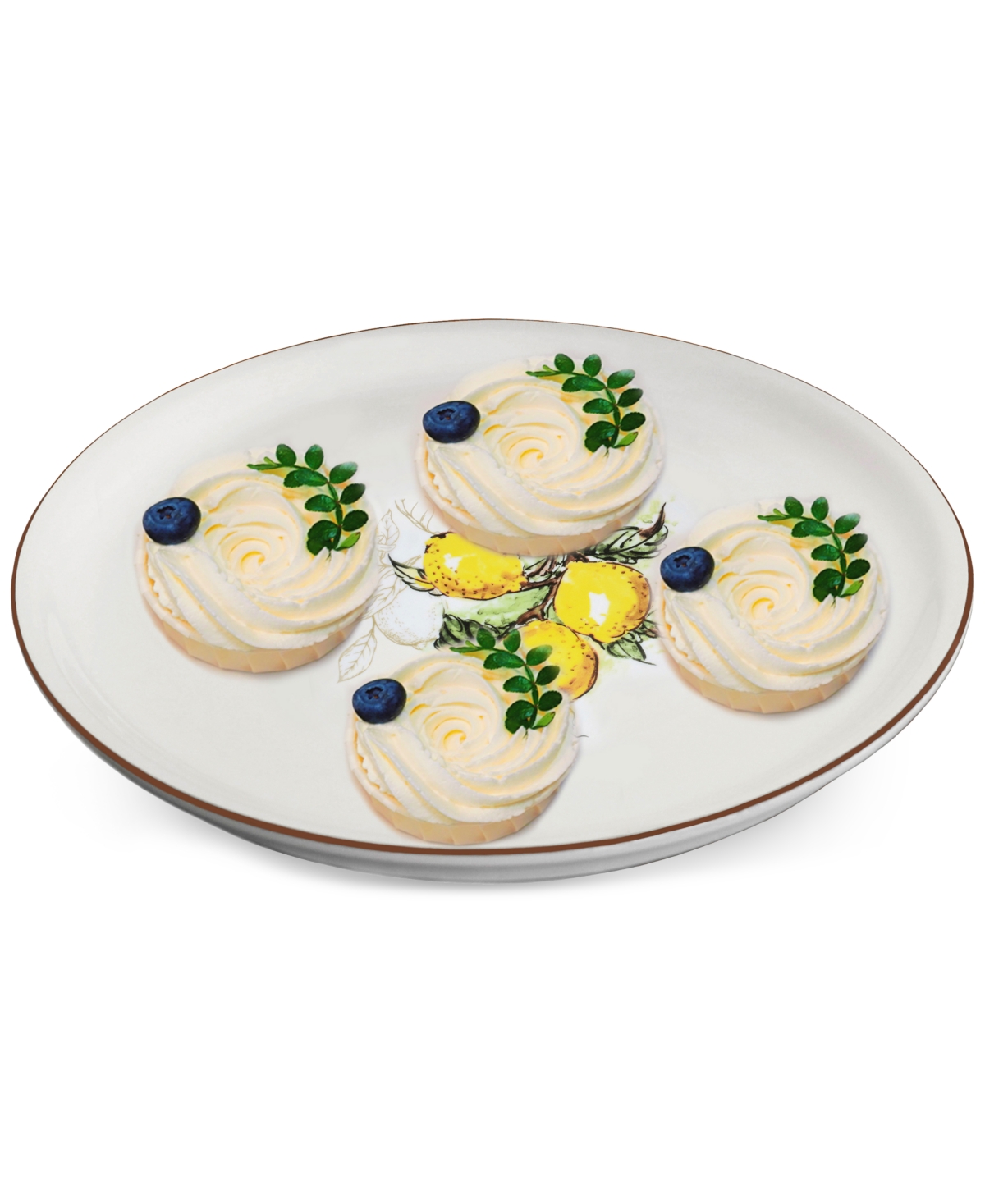 Lorren Home Trends Lemon Round Pizza Serving Platters, Set Of 2 In White